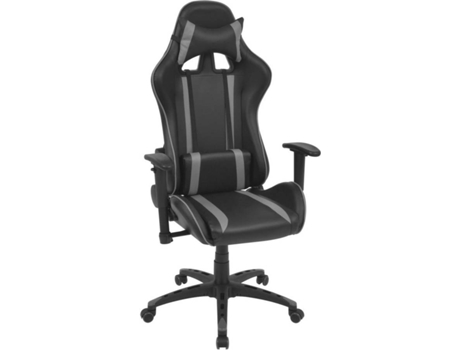 Cadeira Gaming VIDAXL reclinável estilo corrida (Pele Sintética - Cinzento)