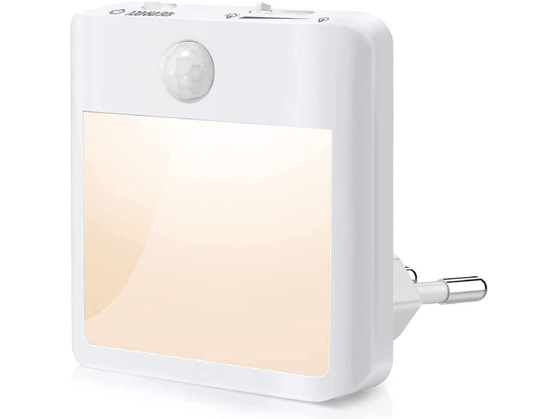 Duas Luzes Noturnas de Led com Sensor de Movimento e Intensidade Regulável, Luz Branca Quente 3500k, Adequadas para Quartos, Corredores BRILVIBERA
