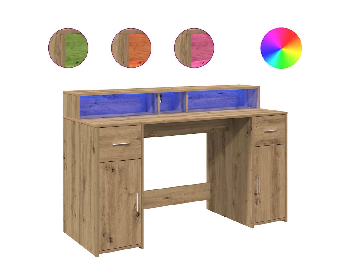 Secretária com luzes LED derivadas de Madeira Carvalho Artesanal MAISON EXCLUSIVE