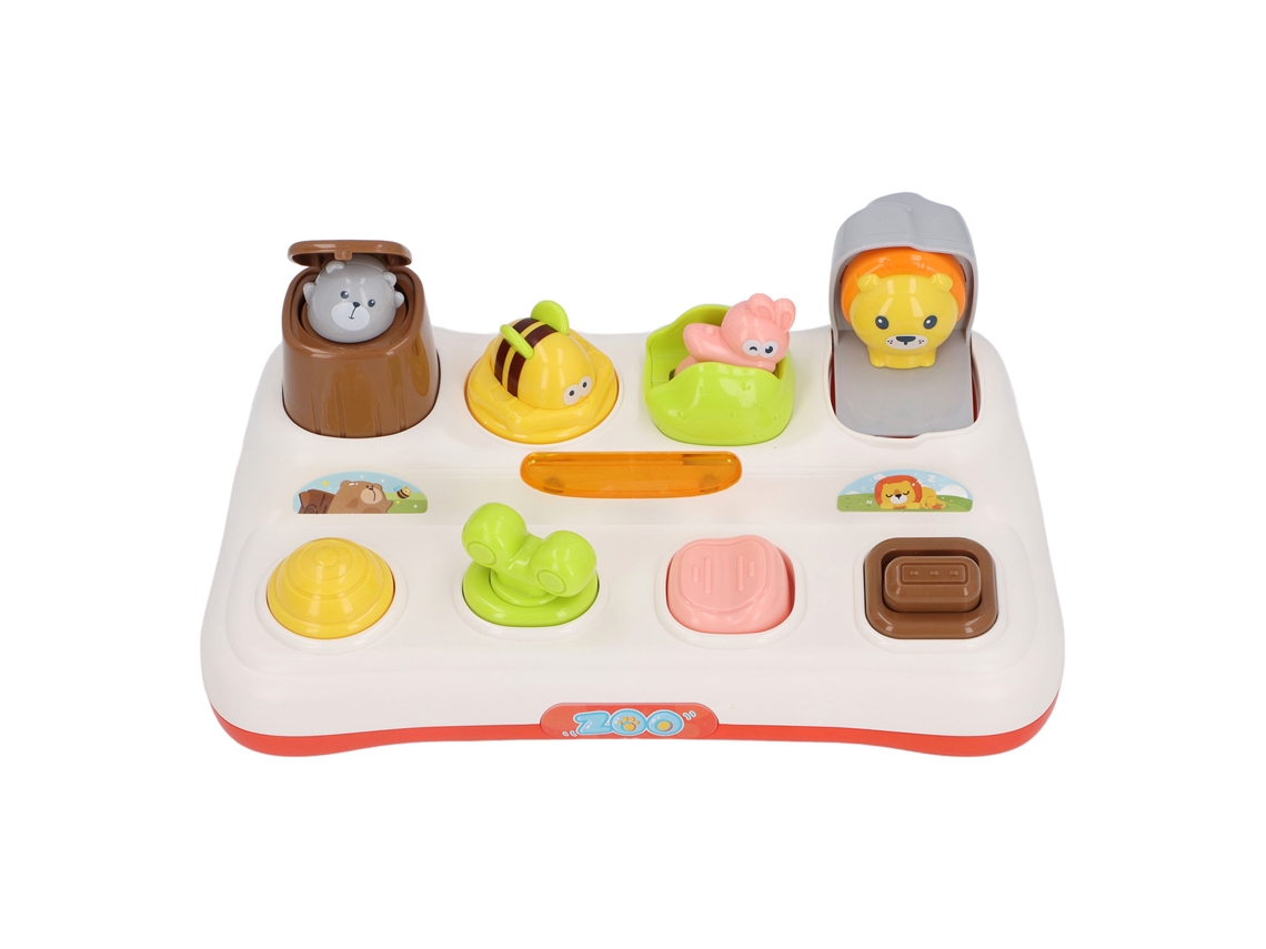 Mali brinquedo Educativo Pop up Animal com Luz e Música Interativo Causa e Efeito Bebê