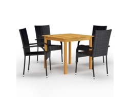 Vidaxl 5 Pcs Conjunto de Jantar para Jardim Preto