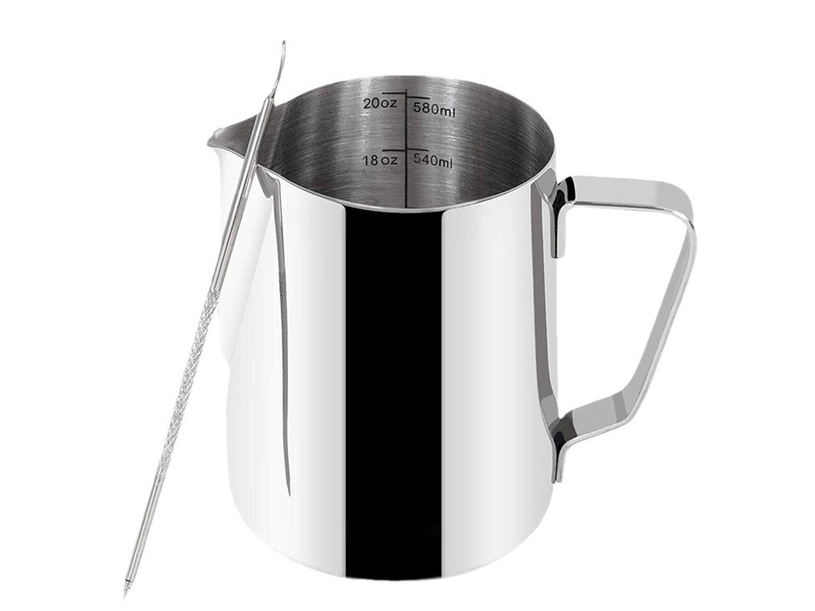 Copa de Aço Inoxidável 350 Ml para Latte Art com Molde e Ferramenta Agulha Portátil Recarregável Compacto Uso Doméstico Viagem Inverno STELASPLEN