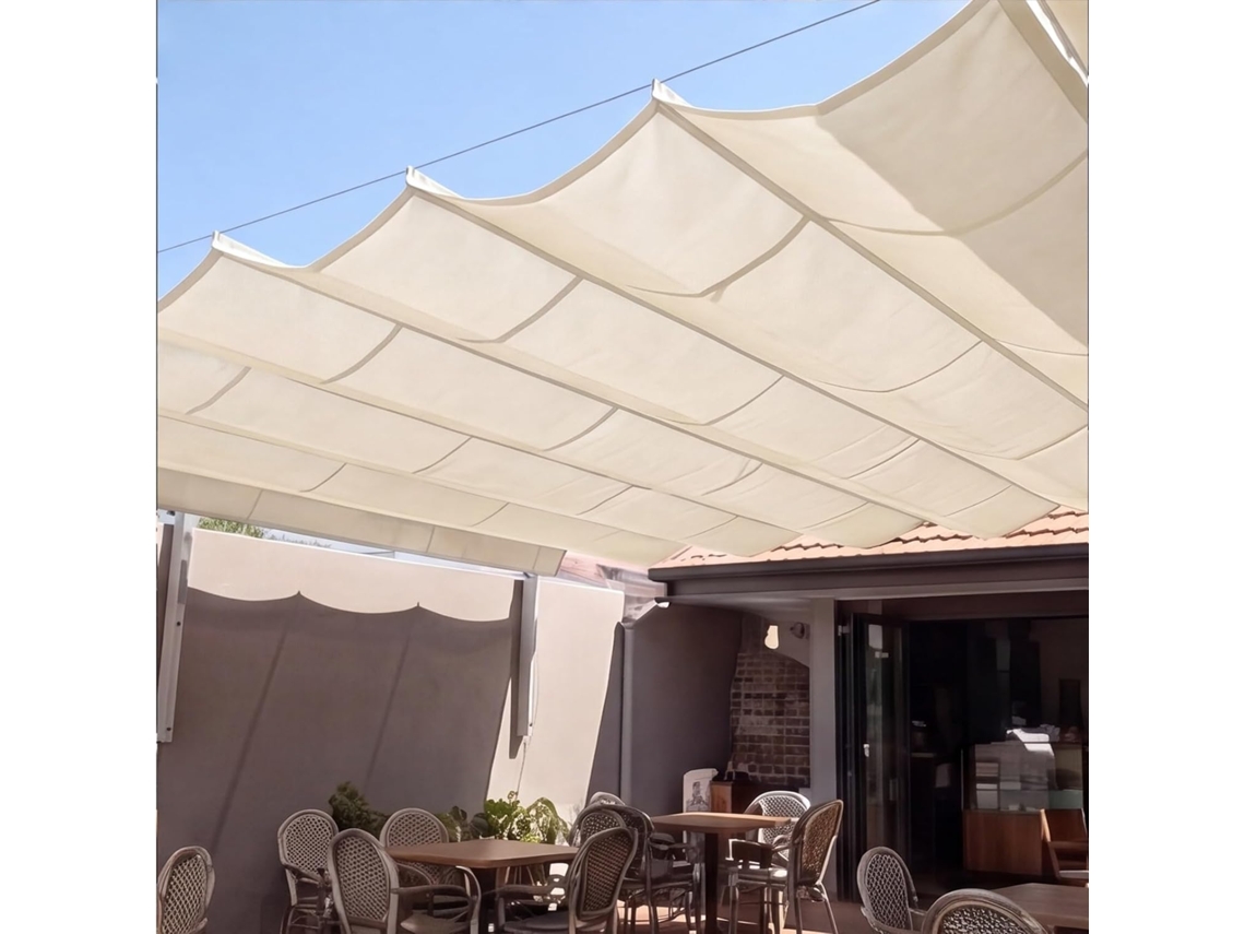 Vela De Sombra Retrátil Impermeável Com Proteção Uv 210 X 240 Cm Em Poliéster Para Terraço