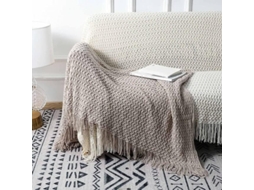 Manta de Tricô Mantou Texturizada Cor Sólida Decorativa Nórdica para Sofá e Cama Grosso, Macio, Quente, Ideal