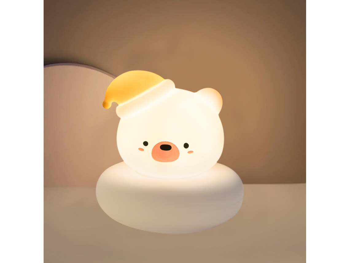 Luz Noturna Infantil em Formato de Urso, Recarregável Via Usb, com 3 Níveis de Brilho Ajustáveis. MDUG