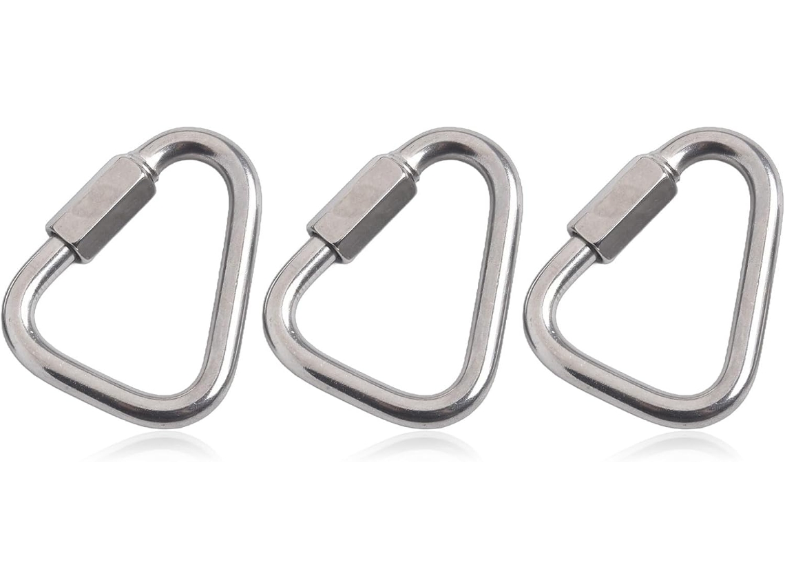 Mosquetão Triangular De Aço Inoxidável Com Trava, Conector Gancho