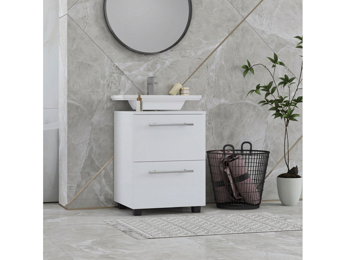 Armário De Banheiro Compacto Com Gaveta, Aglomerado Branco