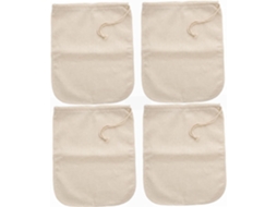 Conjunto De 4-sacos Reutilizáveis Para Leite Vegetal, Sacos De Tecido Algodão Natural Para Coar Alimentos, Filtro Fino