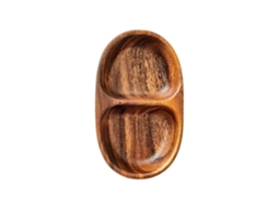 Bandeja De Serviço Com Compartimentos Duplos, Bacia Esculpida Artesanal Funcional E Diy Divertida, Madeira Natural Dividida Placa Para Snacks Nozes Fr