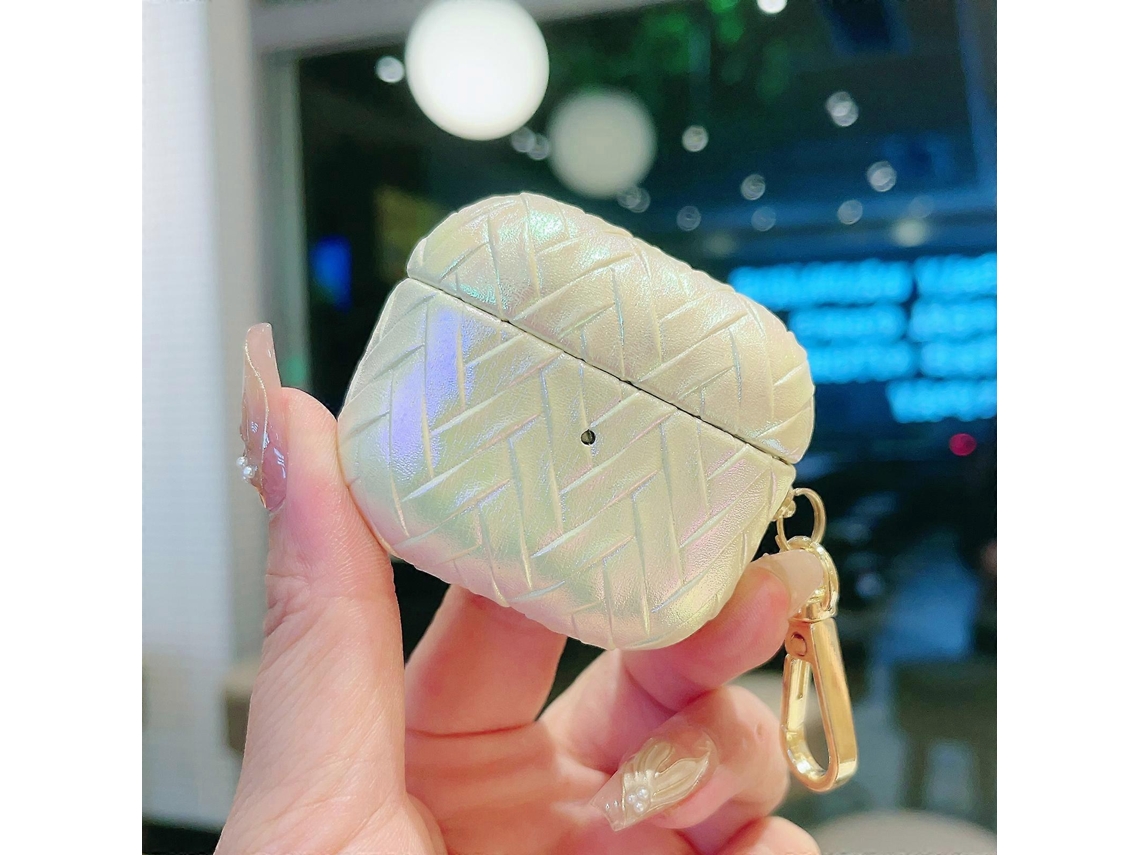 Estojo Para Fones De Ouvido Airpods 4 Com Textura De Trama Colorida E Gancho.