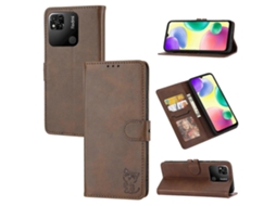 Capa De Celular Flip Em Couro Com Estampa De Gato Feliz Em Relevo Para Xiaomi 13 Pro
