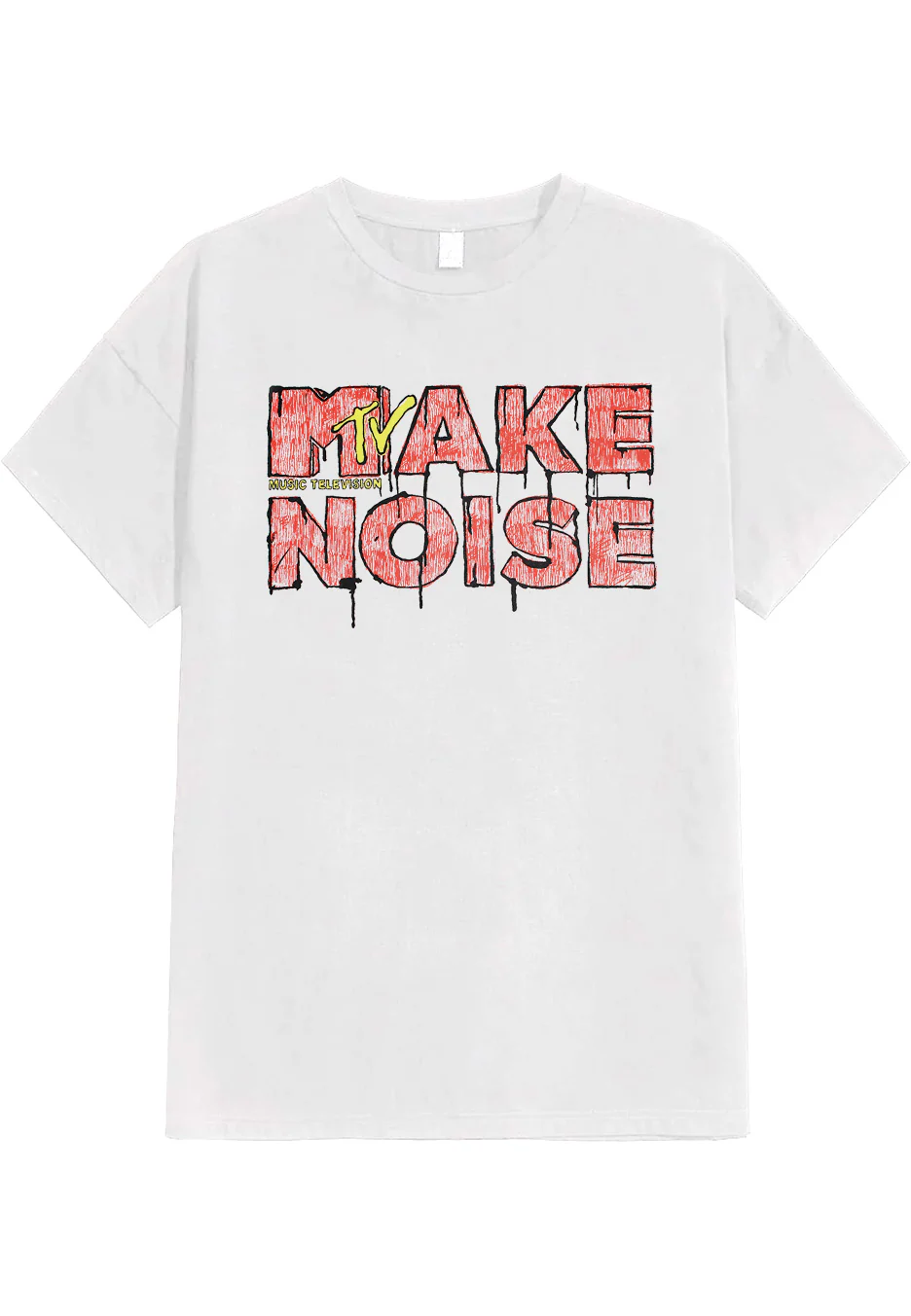 Size:s Rockinstone Mtv - Make Noise White - T-shirt Unisex Adults