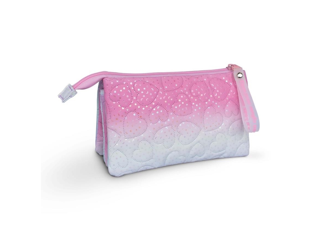 FIRMO Estojo Triplo Magic Heart Poliéster Reciclado Rpet 20 X 12X 4 Cm Rosa