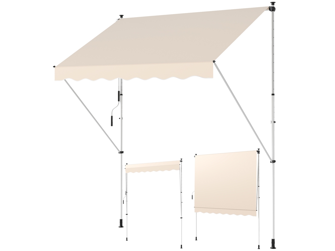 Toldo Portátil de Alumínio com Altura Regulável e Manivela 3x1.5m Bege S/MARCA