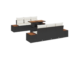 Conjunto 7 Conjunto De Móveis Para Exterior Vidaxl Preto Vime Pe (100 X 55 X 73 Cm)