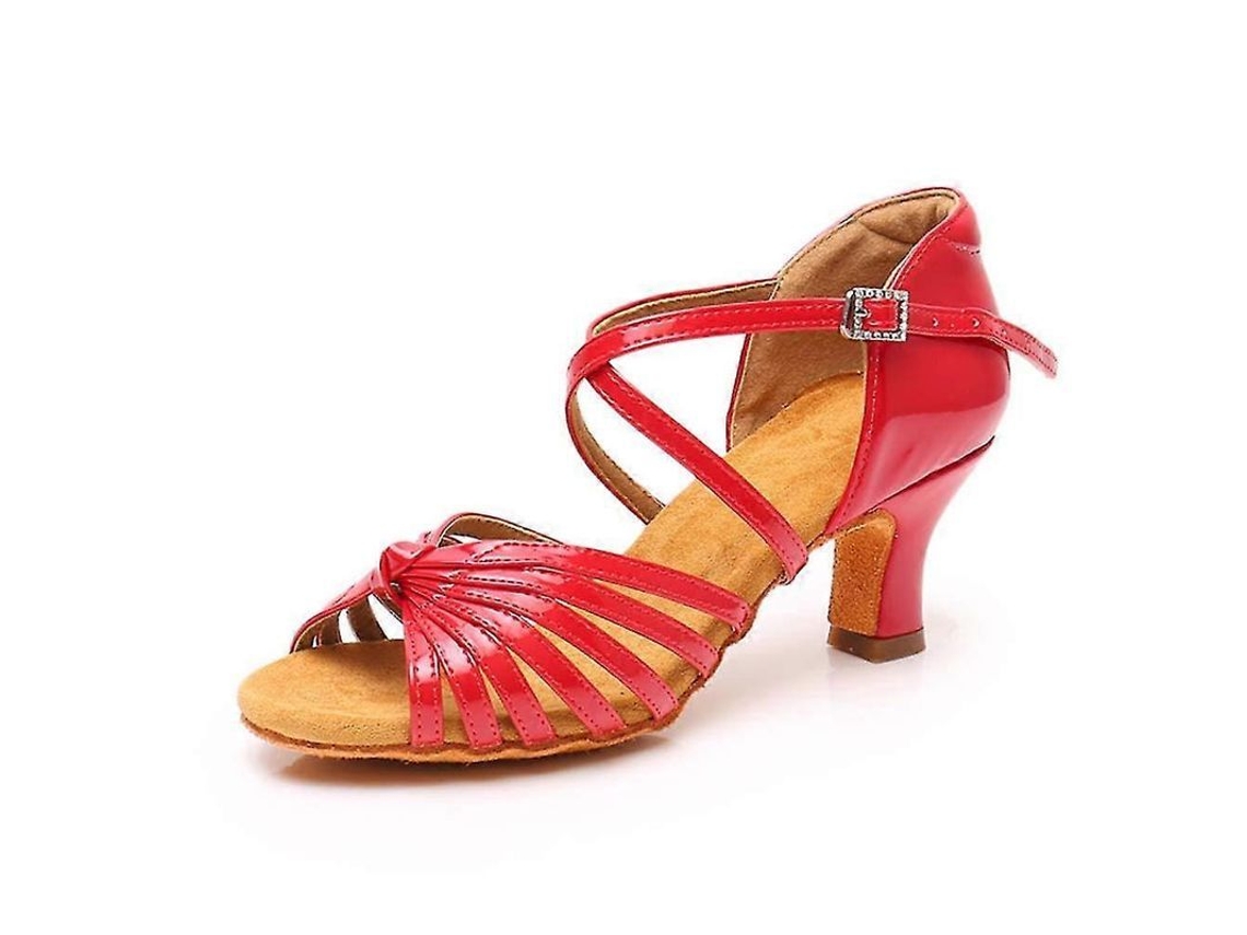 Sapatos de Dança de Salto Alto para Iniciantes e Praticantes Material PU Solado Antiderrapante Tamanhos 34 41 Vermelho 5 Cm S/MARCA