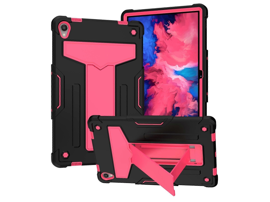 Capa Protetora Plana De Pc + Silicone Com Suporte Em Formato De T, Cor Contrastante E Resistente A Impactos, Para Lenovo Tab P11 (tab-j606f).