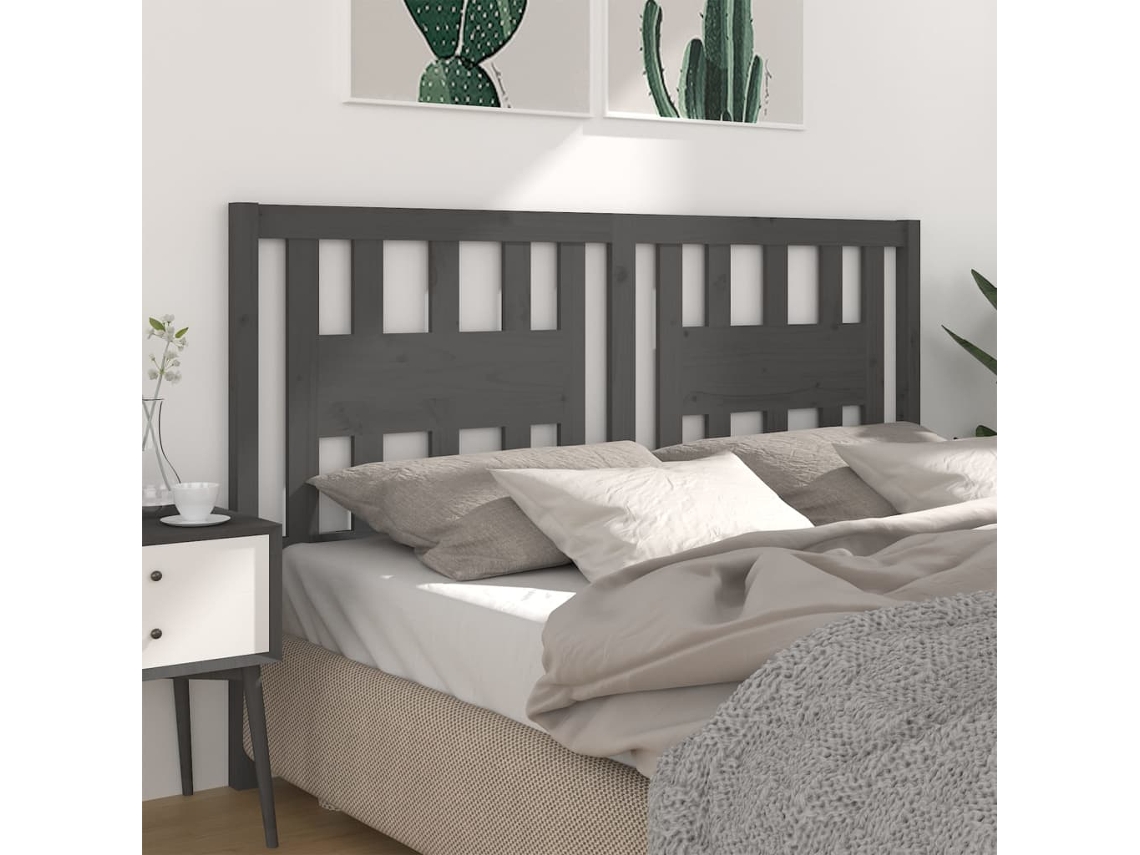 Vidaxl Cabeceira De Cama 186x4x100 Cm Pinho Maciço Cinzento