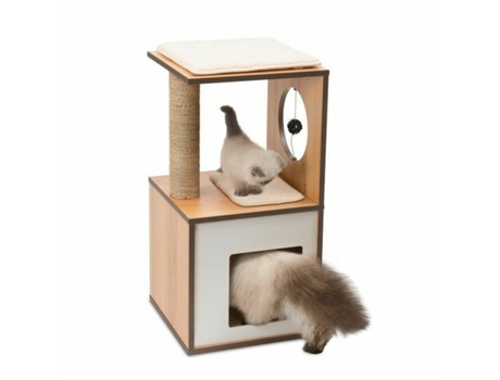 Árvore de arranhar para gatos VESPER V-Box (Castanho - Madeira MDF - 37 x 37 x 72,5 cm)