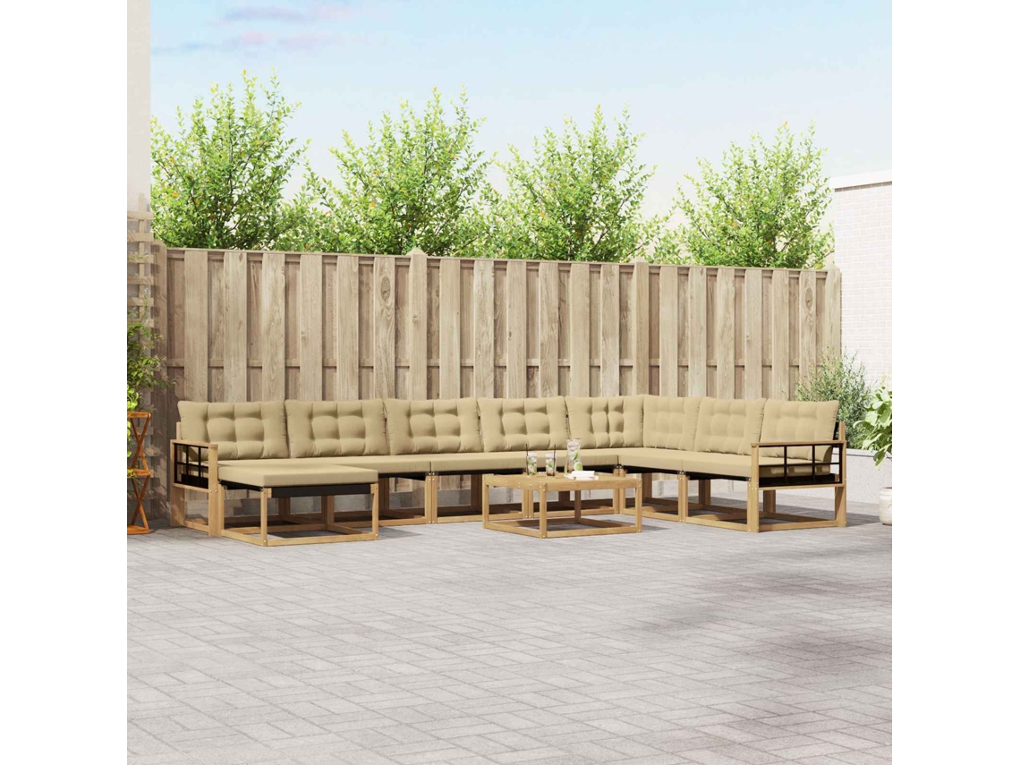 Vidaxl Conjunto De Sofás Para Exterior 9 Pcs Branco E Bege