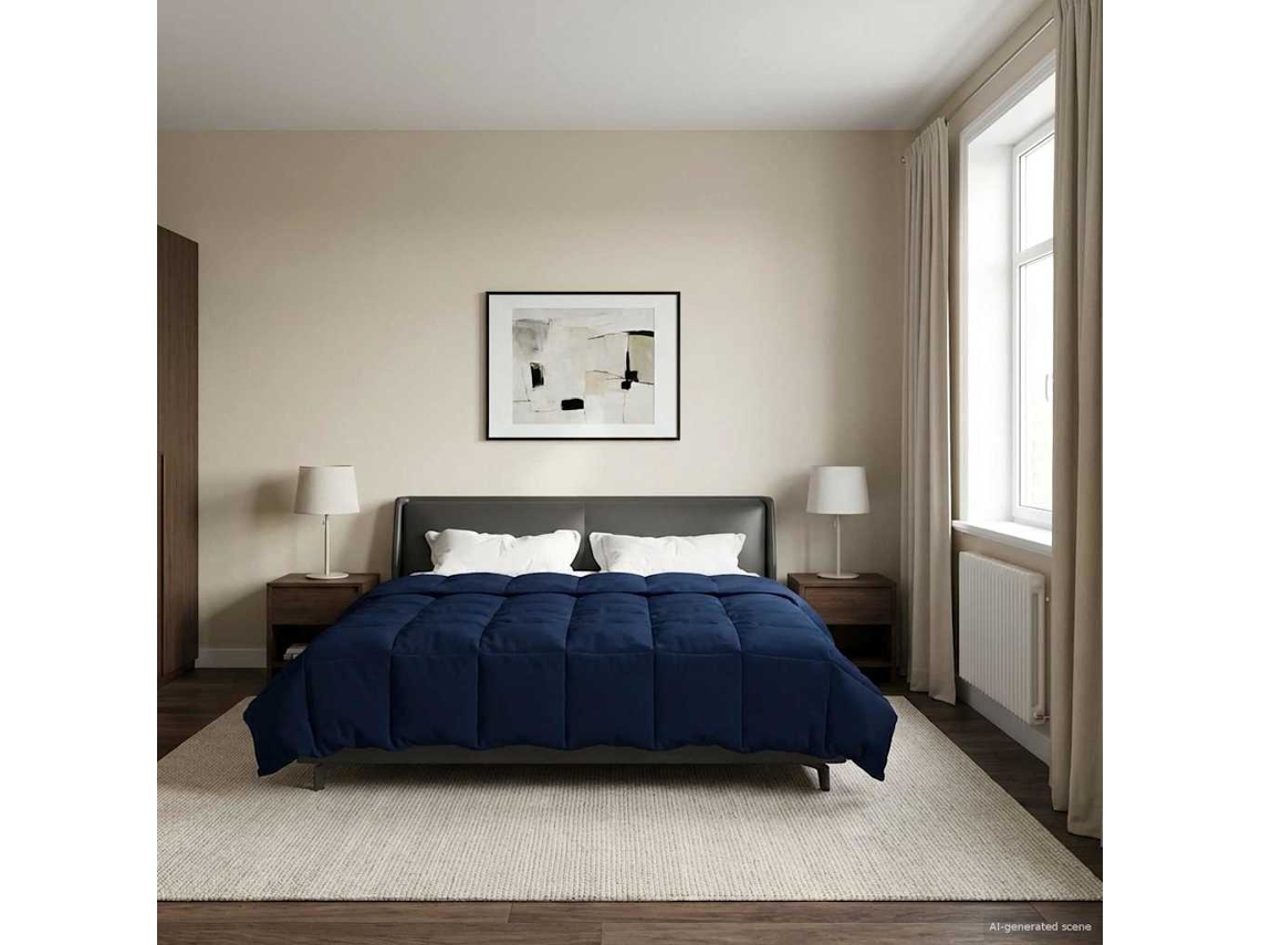 Vidaxl Duvet De Ano Inteiro Azul Escuro 240 X 260 Cm Microfibra