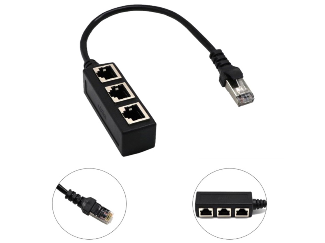 Adaptador De Rede Com Divisor De Cabo Ethernet, Divisor Ethernet 1 Para Aquaforge
