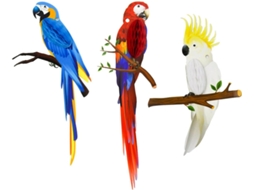 Decorações Papel Formato Papagaios Tropicais 3 Peças Festa Havaiana Proteção Prova Cores Vibrantes Efeito GOKOCO
