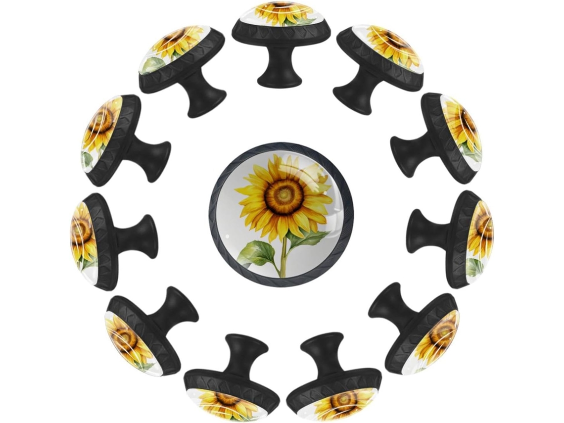 Puxadores Redondos Para Armários De Cozinha, Puxadores Para Armários E Gavetas, 12 Peças, Arte Floral Outonal, Puxadores