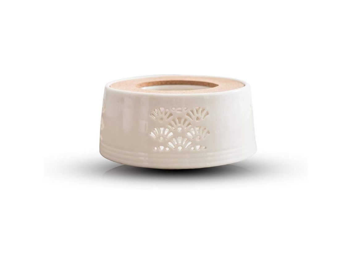 Calentador De Tetera Cerámica, Base Caliente Con Velita Blanca, Diseño De Tetera De Vidrio, 14*6cm