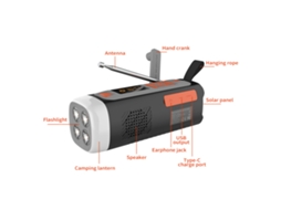 Radio De Emergência Portátil Solar Com Lanterna, Alarme Sos E Bluetooth