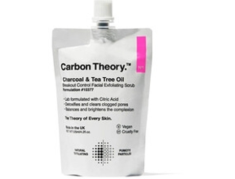 CARBON THEORY Charcoal & Tea Tree Oil Breakout Control Facial Exfoliating Scrub Pletový Peeling 125Ml