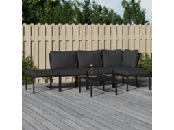 Vidaxl 6 Pcs Conjunto Lounge De Jardim Aço C/ Almofadões Cinzentos
