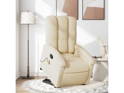 Vidaxl Poltrona Elevatória De Massagens Tecido Cor Creme