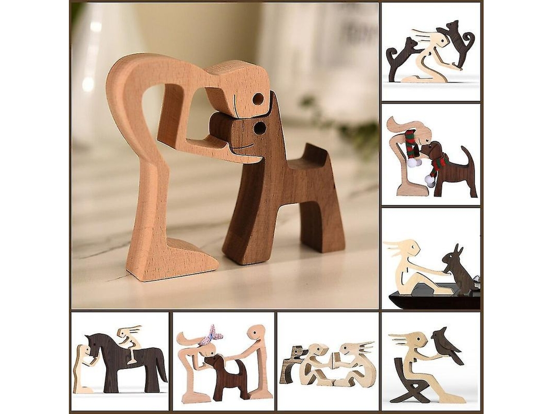 Figura de Cão Nova Line de madeira, decoração de mesa, estilo K