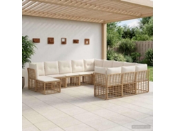 Vidaxl Conjunto De Sofás Para Exterior 12 Pcs Natural E Branco Creme