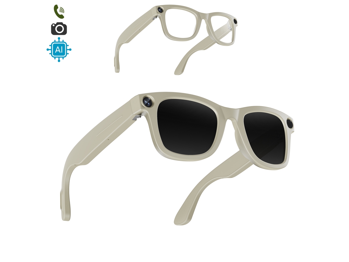 Óculos Inteligentes E3. Com Câmera De 8mpx, Vídeos Em 1080p, Tradutor Ai Em Tempo Real E Controle De Música/chamadas. Com Lentes Escuras.