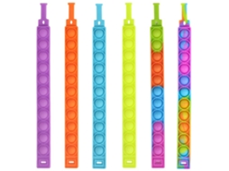 Ats 6 Pack Pulseiras Antiestresse de Silicone com Bolhas para Pressionar Brinquedo Sensorial para Crianças e Adultos Arco íris