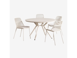 Conjunto De Mesa Redonda De Alumínio Valerie E 4 Cadeiras De Jardim Maeba Alumínio Tapioca Bege Sklum (ø100 Cm)
