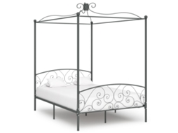 Vidaxl Estrutura De Cama Com Dossel 120x200 Cm Metal Cinzento
