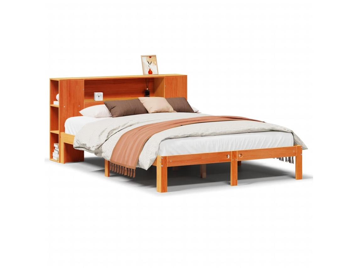Cama com Estante Sem Colchão 135x190 Cm Pinho Maciço MAISON EXCLUSIVE