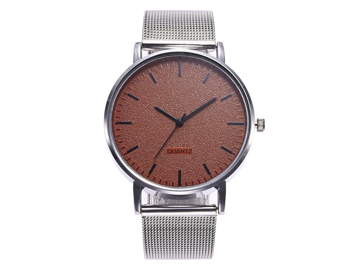 Reloj De Cuarzo Unisex Con Correa De Malla Circular Casual Zhoulianfa (café)