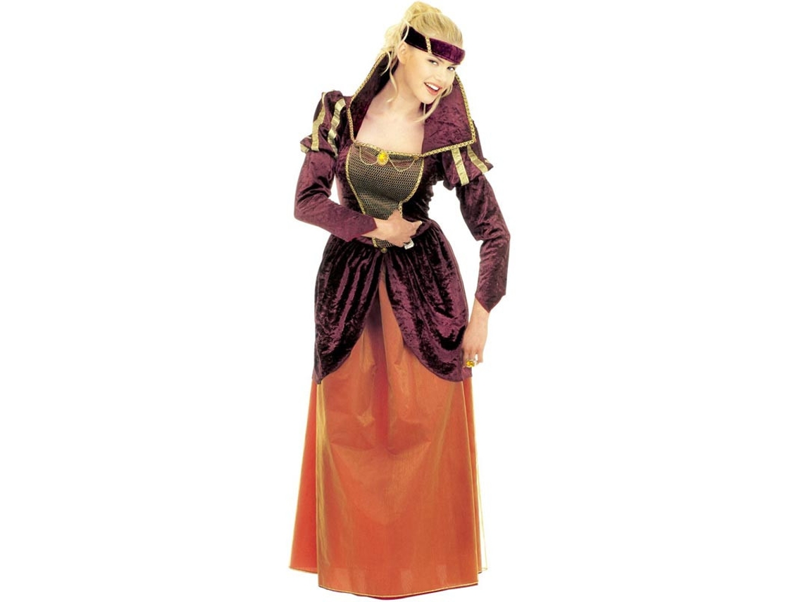 Fantasia de rainha medieval marrom com cocar para mulher