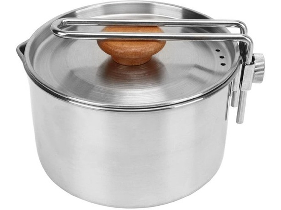 Pote De Acampamento 1l - Utensílios De Cozinha Em Aço Inoxidável Com Manivela Reclinável