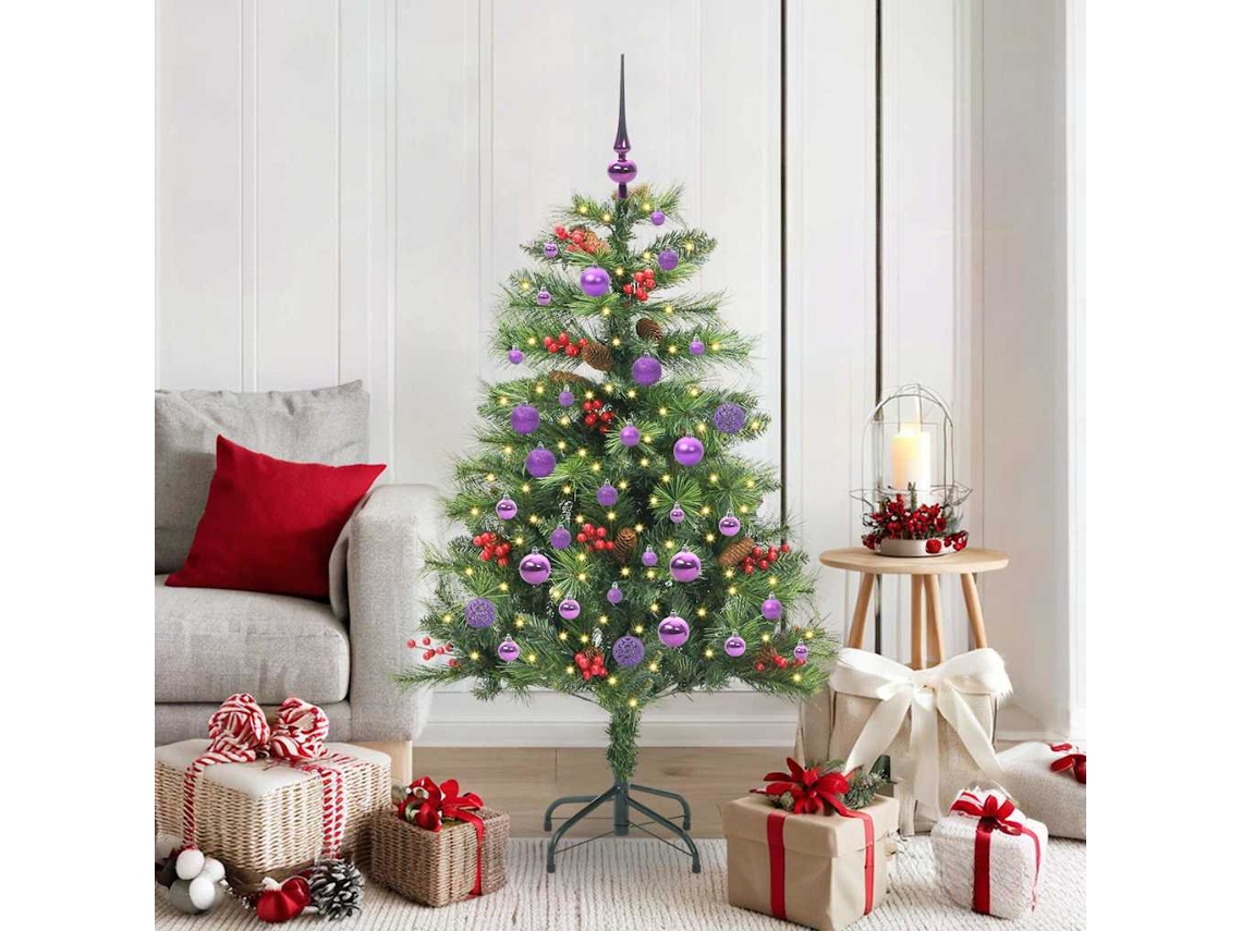 Vidaxl Árvore De Natal Artificial 150 Led Branco Quente Pvc E Metal