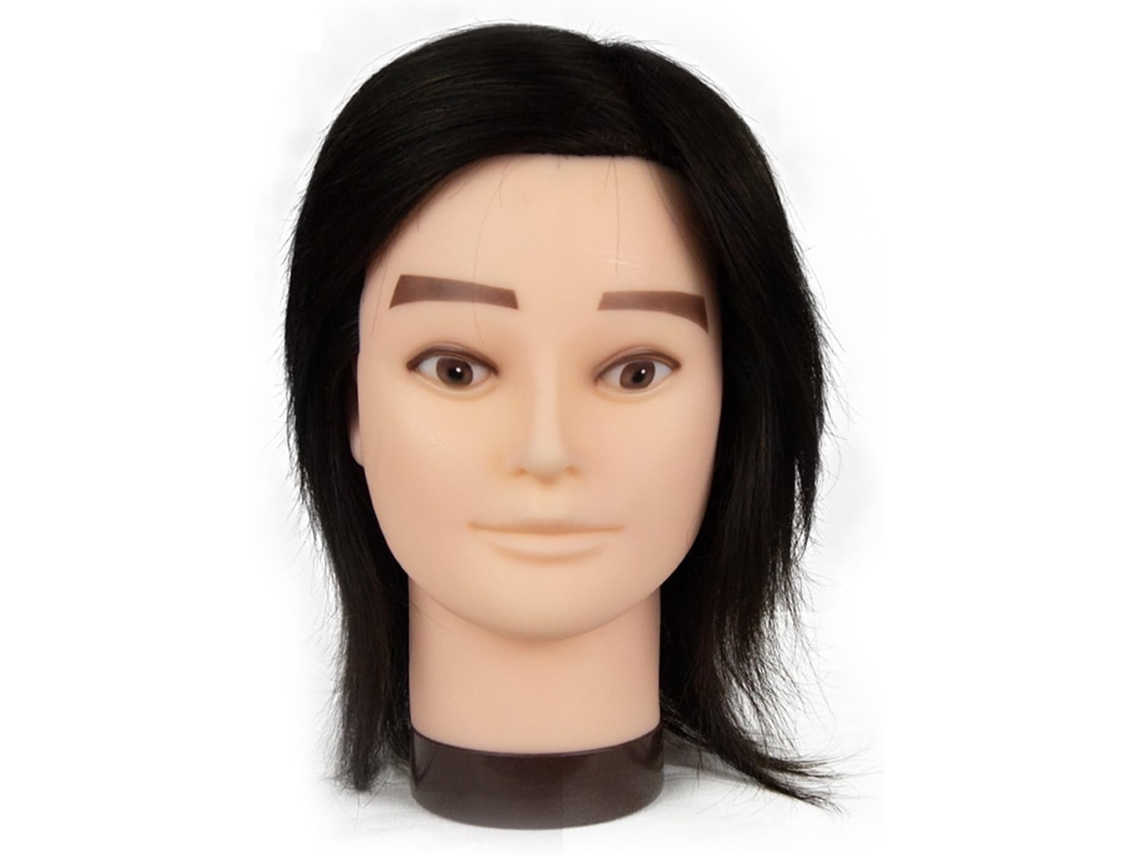Cabeça de Manequim Masculina com Cabelo Humano, Barba e Cabelo, para Treinamento em Cabeleireiro. SFUSHOS