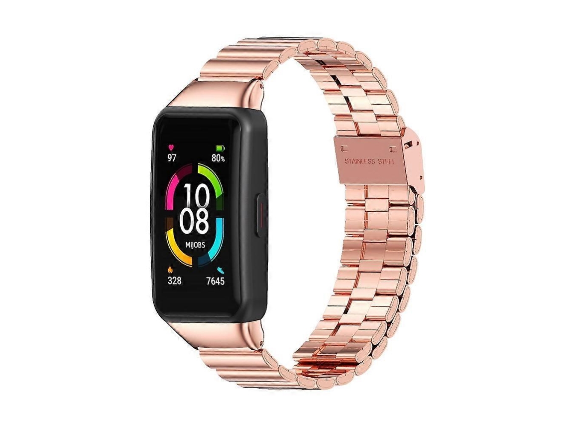 Pulseira De Substituição Mijobs Com Fivela De Metal Em Aço Inoxidável E Encaixe De Bambu Para Huawei Band 6 / Honor Band 6
