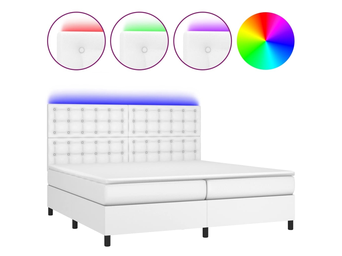 Box Spring Bed, Box Spring Beds Vidaxl Branco Couro Artificial (200 X 200 Cm)