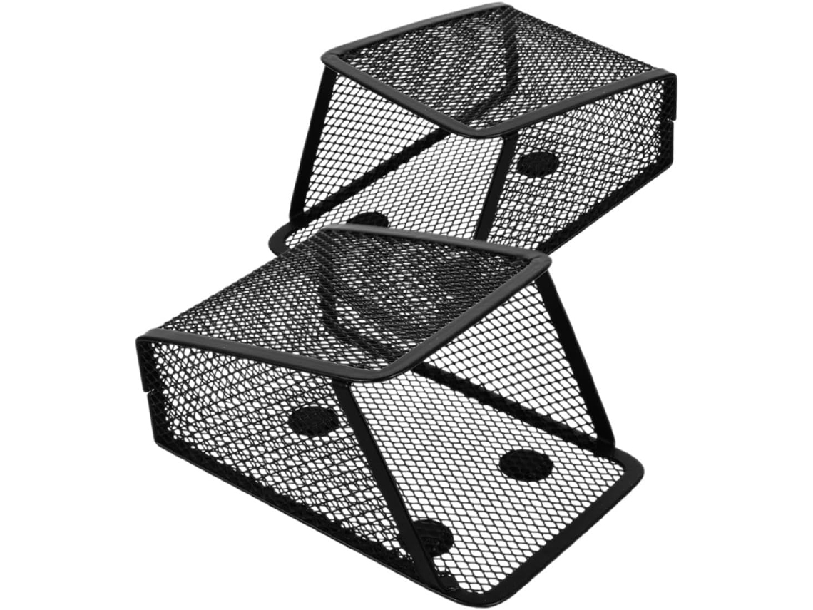 Conjunto de 2 Porta canetas Magnéticos Metal Preto, Caixa Armazenamento Magnética Compacta, Montagem na Parede