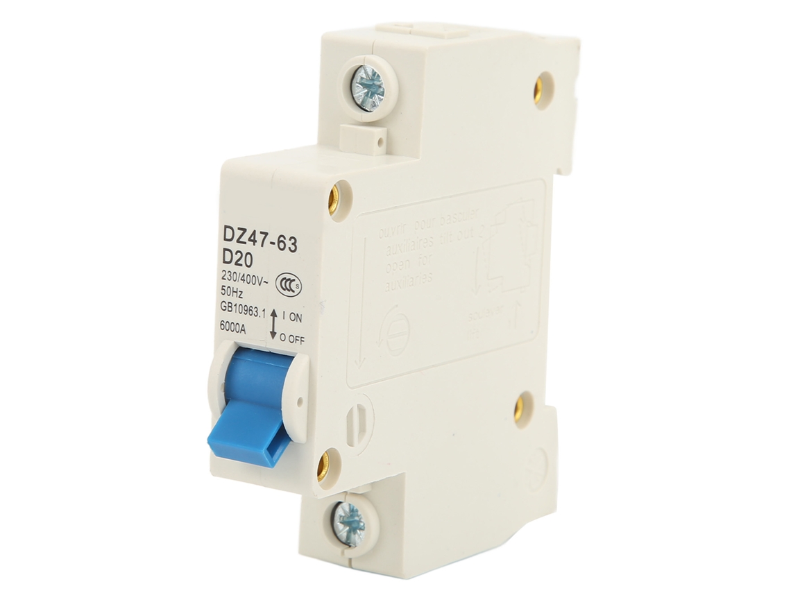 Interruptor De Circuito Miniatura 1p 20a Para Montagem Em Rail Din Com Proteção Contra Sobrecarga Ac 230v 400v