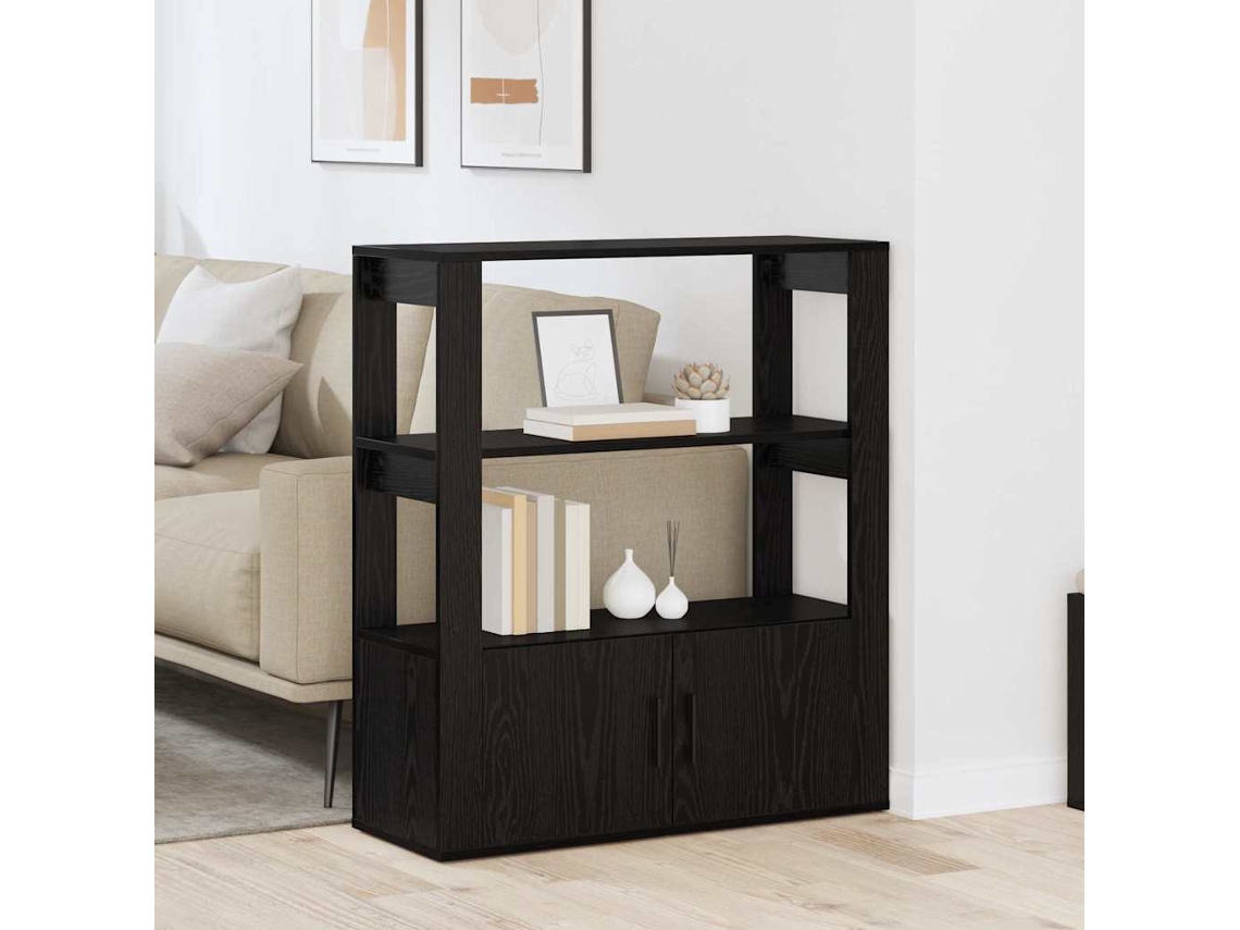 Vidaxl Buffet Carvalho Preto 30 X 80 X 90 Cm Derivados De Madeira